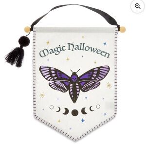 NWT Magic Halloween purple butterfly and moon hanging Printed banner 14x16in